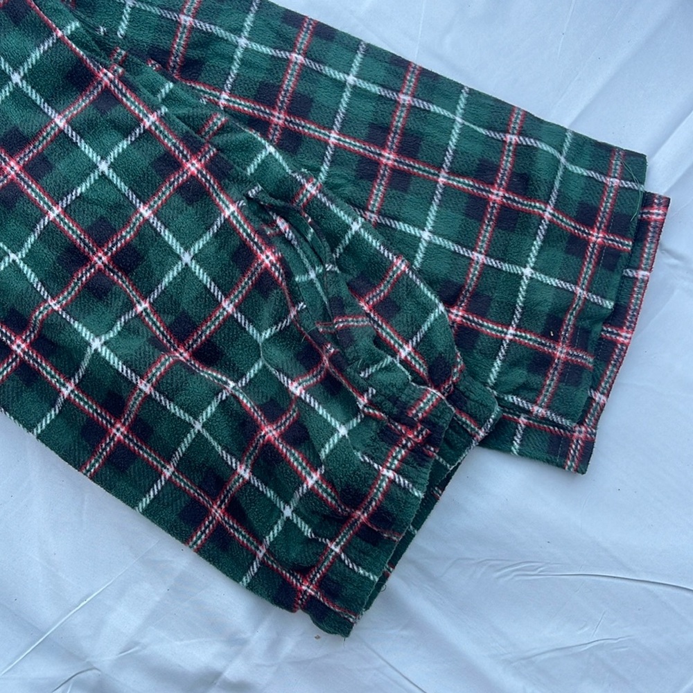 Fleece Plaid Green and Red Pajama Pants